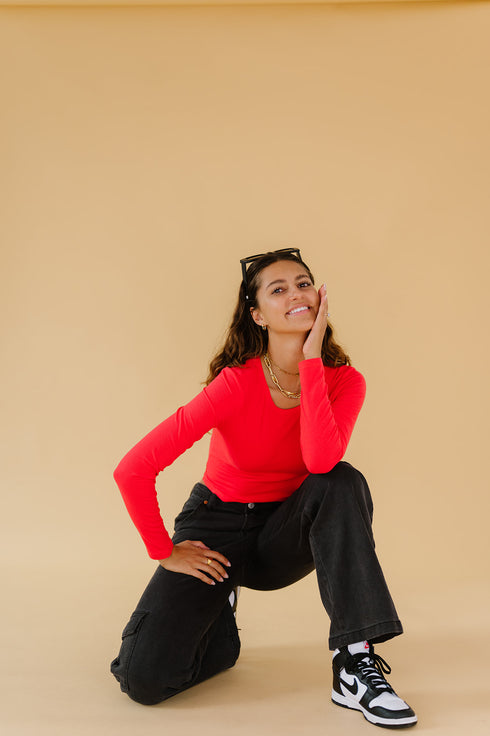 Red Hot Ribbed Top